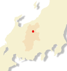 長野県にある千曲市の位置が赤く塗られた画像