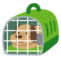 ゲージに入った犬