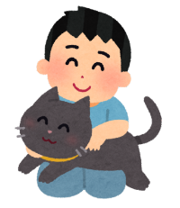 猫をかわいがる少年