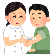 インフルエンザの予防接種をしているイラストです。