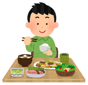 バランスのとれた食事をしているイラストです。