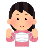 マスクを着用しようとしているイラストです。