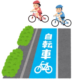 サイクリングロードを走行しているイラストを掲載しています