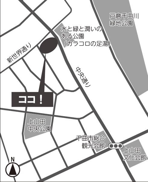 千曲市営駐車場(上山田中央駐車場)の位置図