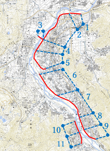 通行規制区域を示した地図