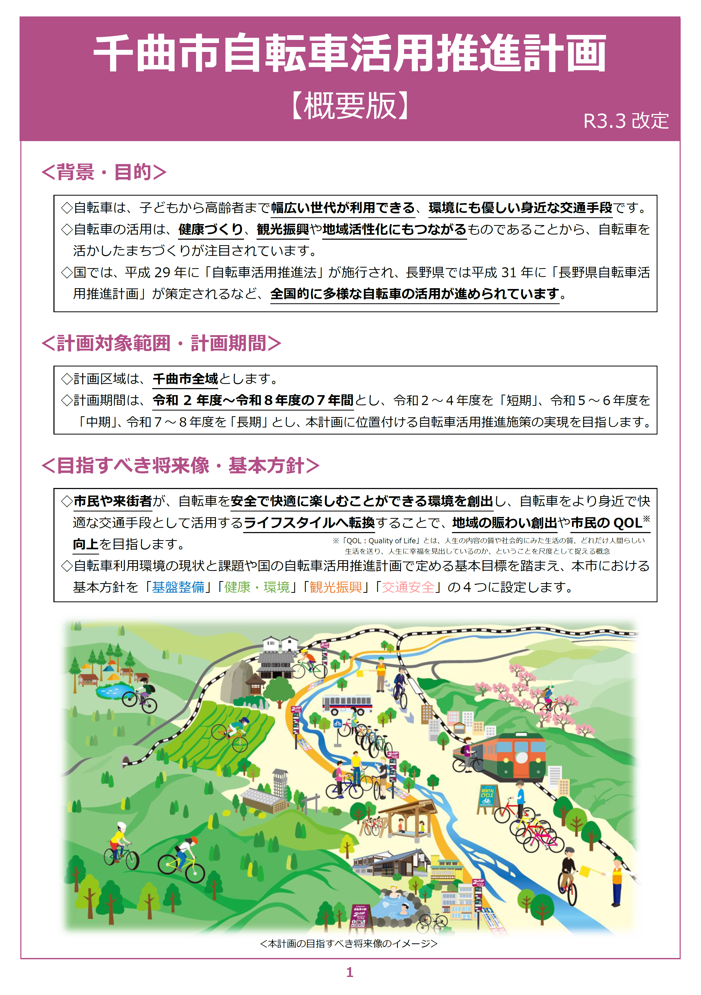 千曲市自転車活用推進計画(概要版)のチラシ