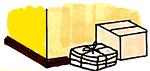 壁面のすぐそばに新聞紙、段ボール箱がおかれているイラスト
