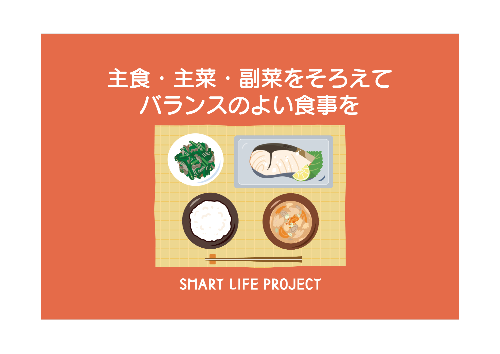 主食・主菜・副菜をそろえてバランスのよい食事を