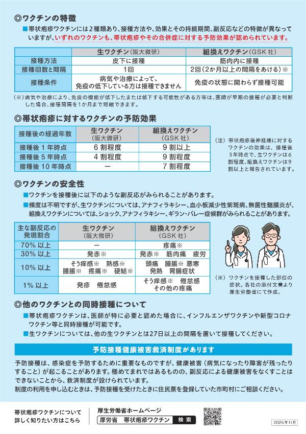 厚生労働省「帯状疱疹リーフレット」