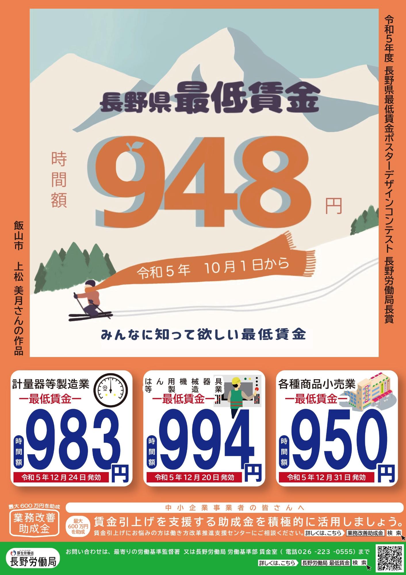 長野県最低賃金ポスター