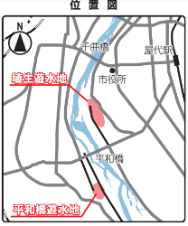 千曲市内における遊水地整備計画地の位置図