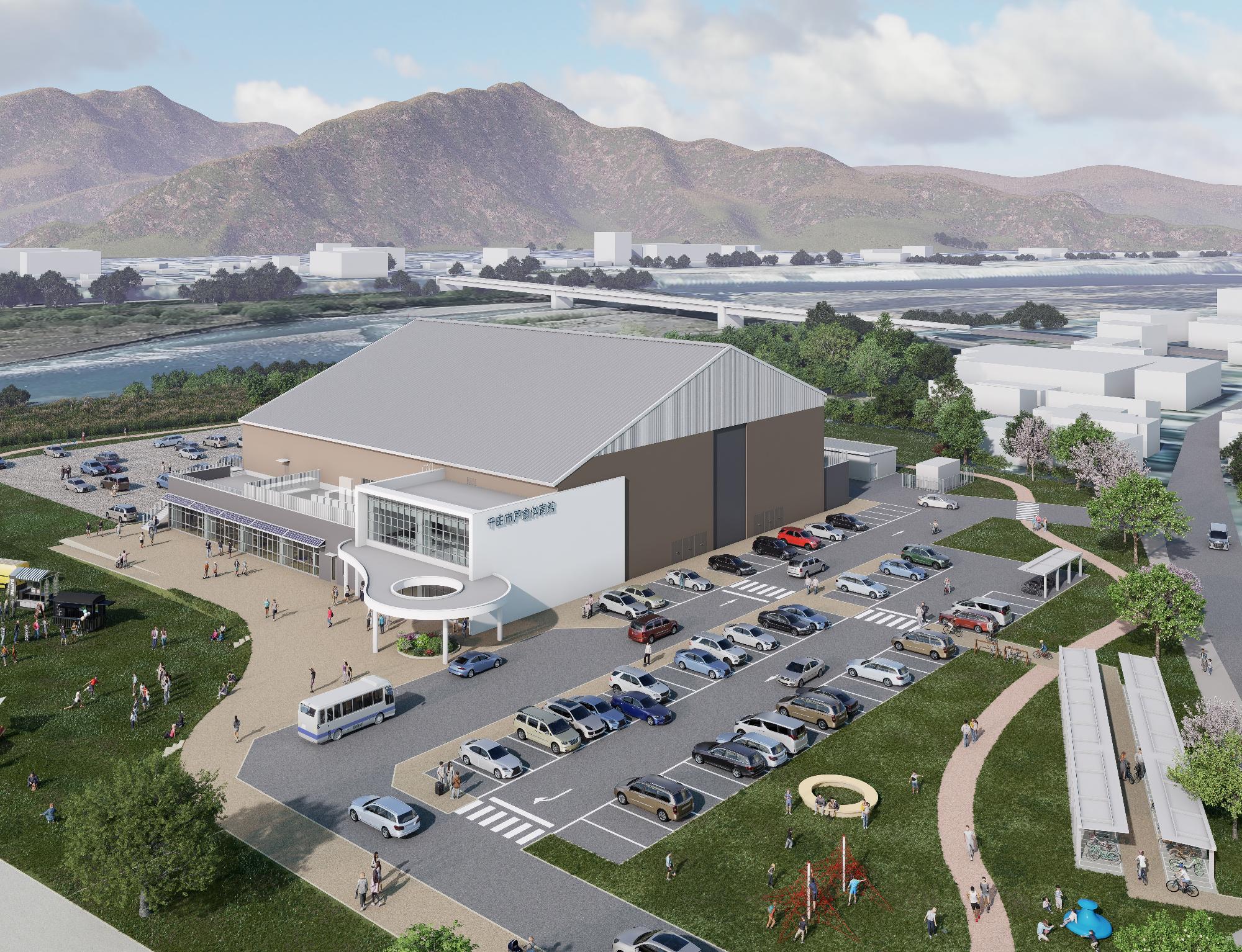 新戸倉体育館外観完成イメージ図