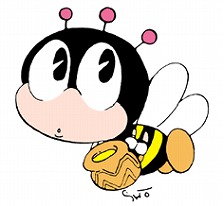 大きな目の蜂のキャラクター「マナビィ」のイラスト