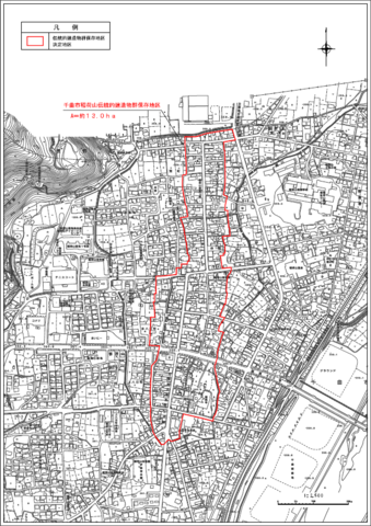 千曲市稲荷山伝統的建造物群保存地区の地図