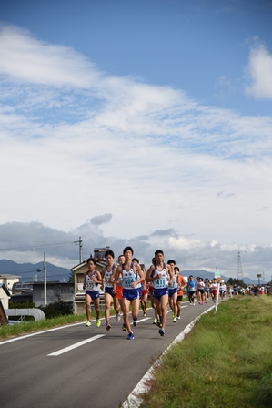 マラソンを走る青年の部の選手の写真