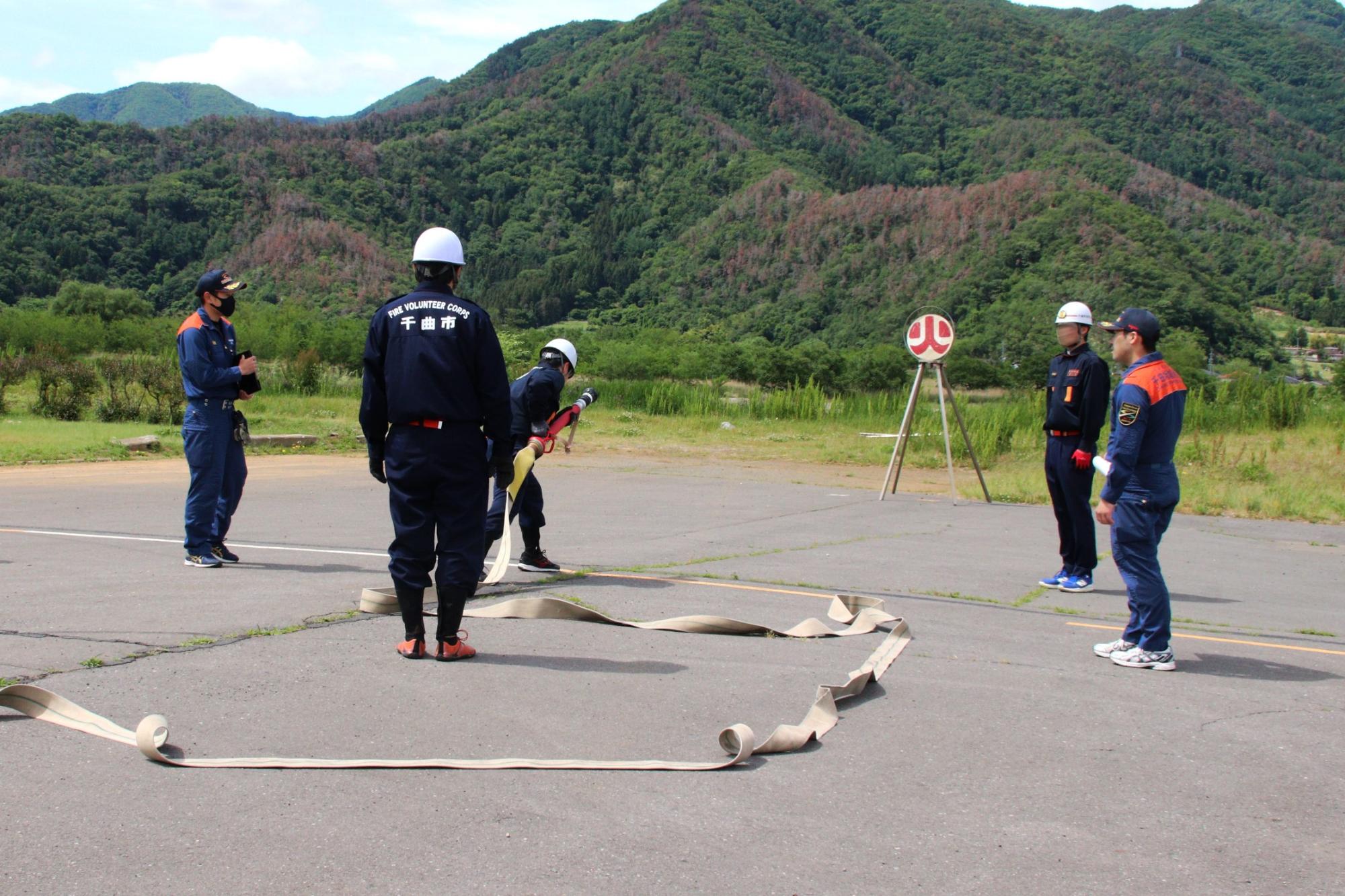ポンプ操法講習の様子