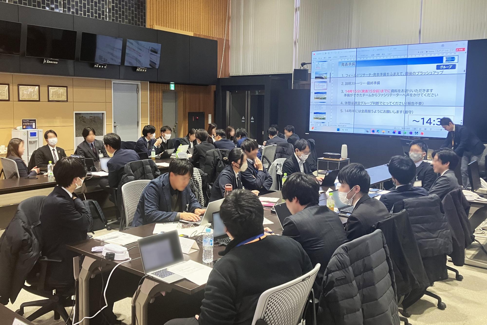 発表に向けたグループごとの打ち合わせの様子